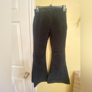 Young girl black corduroy fitted flared pants